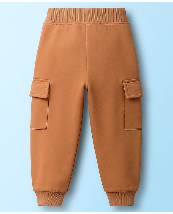 Babyhug Single Jersey Knit Full Sleeves Solid Color Shirt & Joggers Set with Inner Tee - Brown