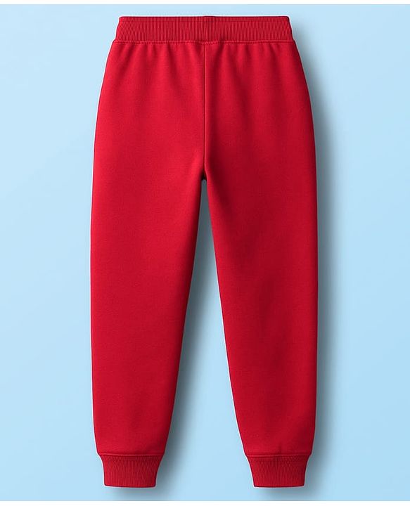Babyhug Terry Knit Full Sleeves T-Shirt & Lounge Pant Set with Text Print - Maroon