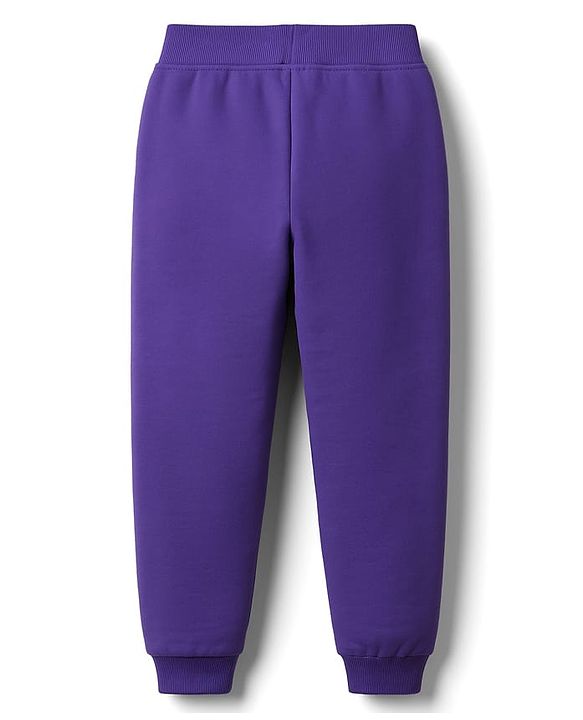 Babyhug Terry Knit Full Sleeves T-Shirt & Lounge Pant Set With Text Print - Lime Green & Purple