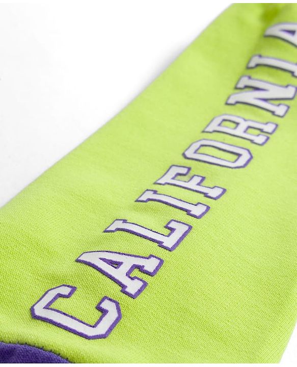 Babyhug Terry Knit Full Sleeves T-Shirt & Lounge Pant Set With Text Print - Lime Green & Purple