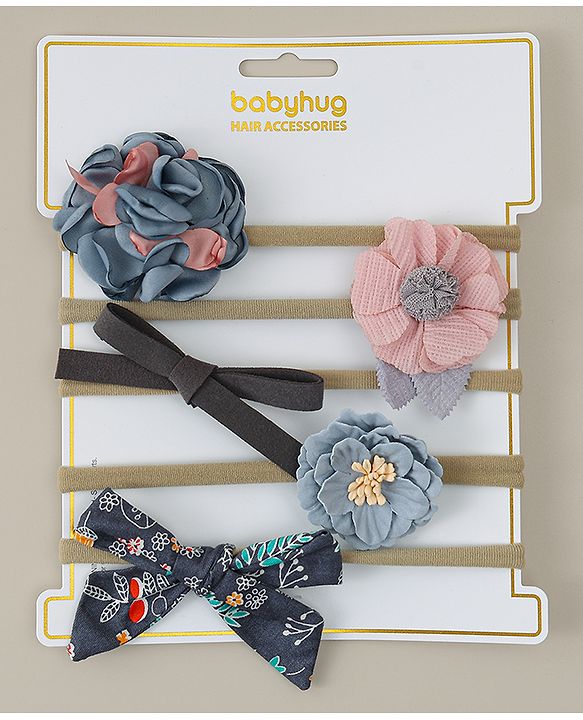 Babyhug Headband with Bow & Floral Applique Pack of 5 - Multicolor