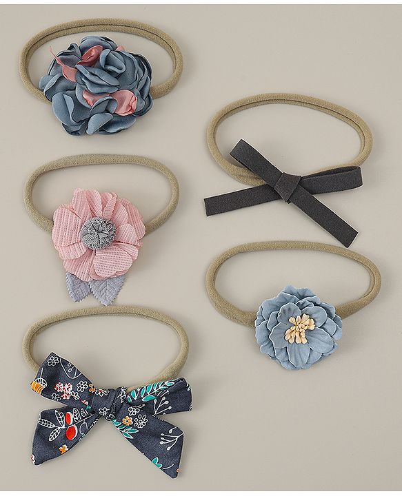 Babyhug Headband with Bow & Floral Applique Pack of 5 - Multicolor