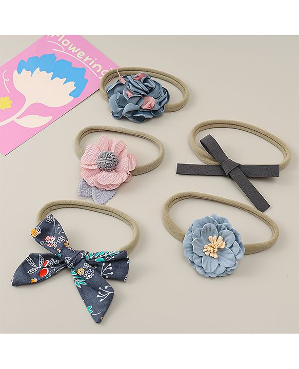 Babyhug Headband with Bow & Floral Applique Pack of 5 - Multicolor