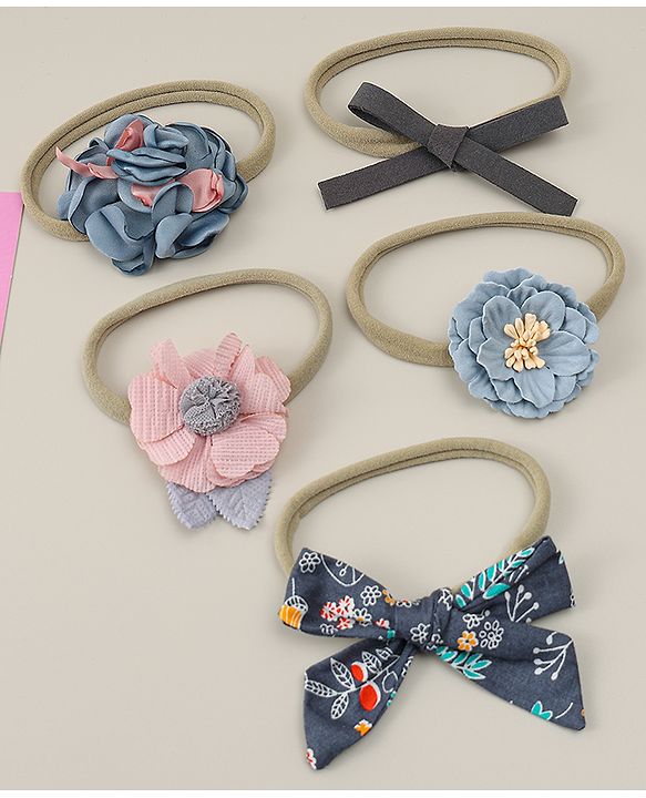 Babyhug Headband with Bow & Floral Applique Pack of 5 - Multicolor
