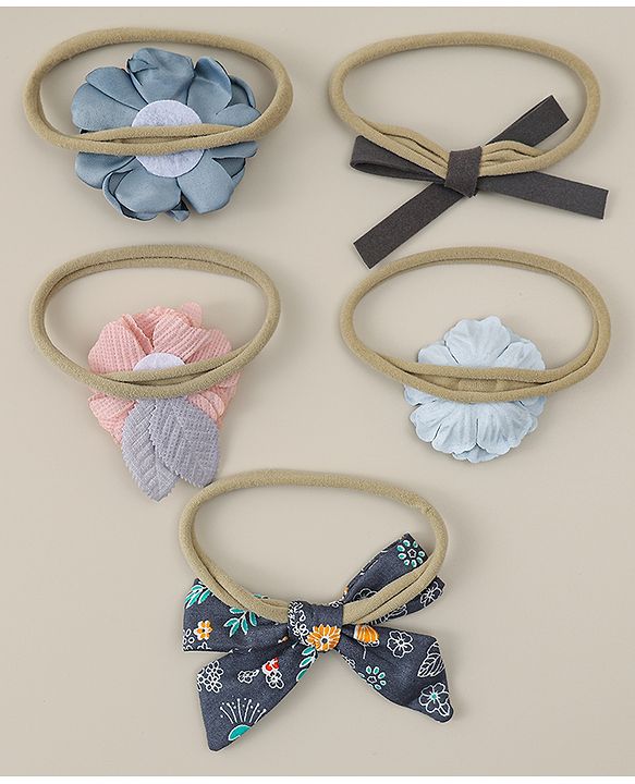 Babyhug Headband with Bow & Floral Applique Pack of 5 - Multicolor