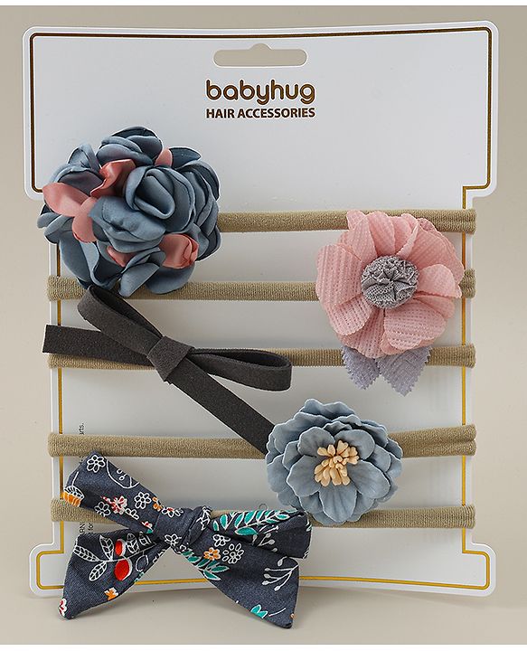 Babyhug Headband with Bow & Floral Applique Pack of 5 - Multicolor