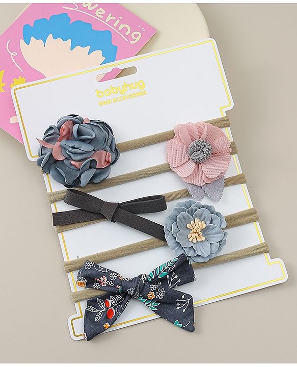 Babyhug Headband with Bow & Floral Applique Pack of 5 - Multicolor