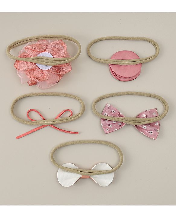 Babyhug Headband with Bow & Floral Applique Pack of 5 - Multicolor
