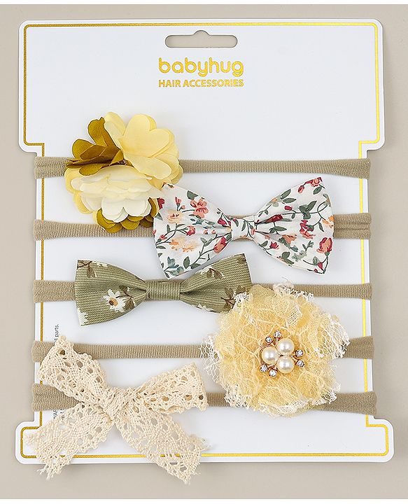 Babyhug Free Size Rubber Bands with Floral and Bow Applique Pack of 5 - Multicolor