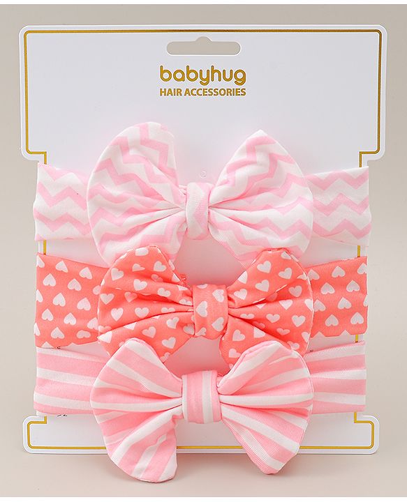 Babyhug Headbands With Bow Applique Pack Of 3 - Multicolour