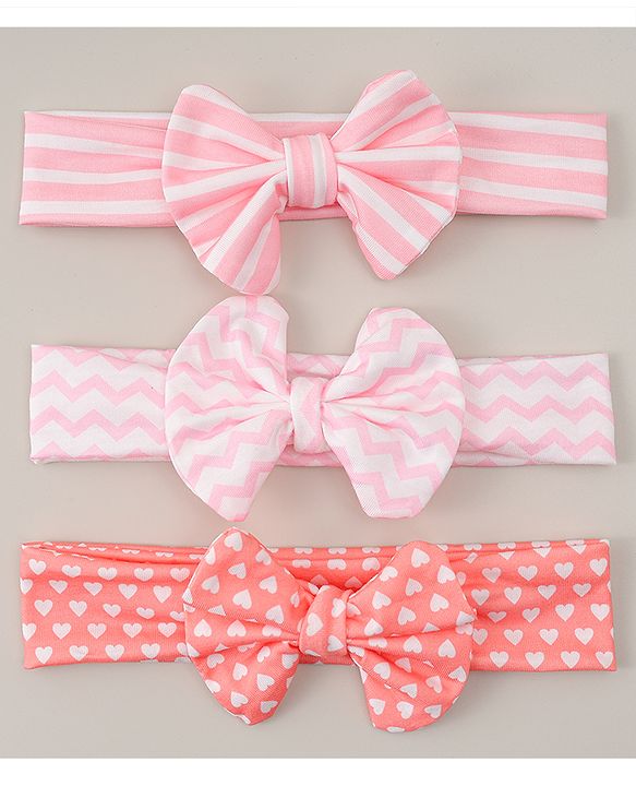 Babyhug Headbands With Bow Applique Pack Of 3 - Multicolour