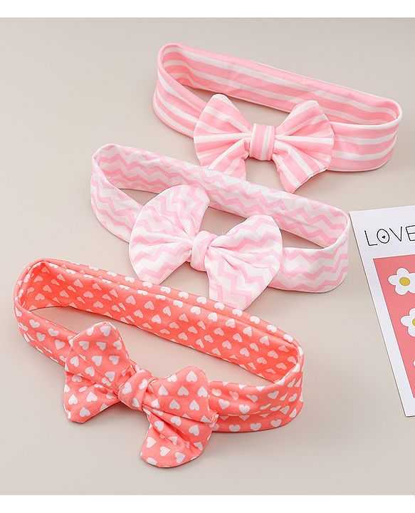 Babyhug Headbands With Bow Applique Pack Of 3 - Multicolour