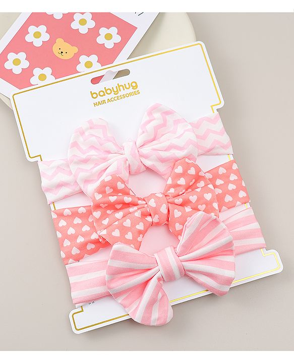 Babyhug Headbands With Bow Applique Pack Of 3 - Multicolour