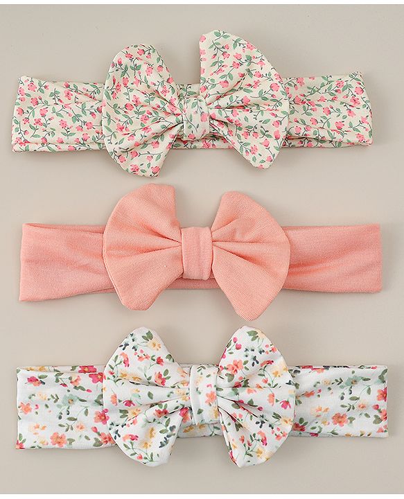 Babyhug Headbands With Bow Applique Pack of 3 - Multicolor
