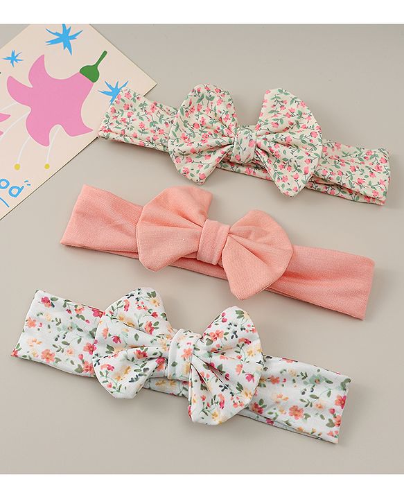 Babyhug Headbands With Bow Applique Pack of 3 - Multicolor