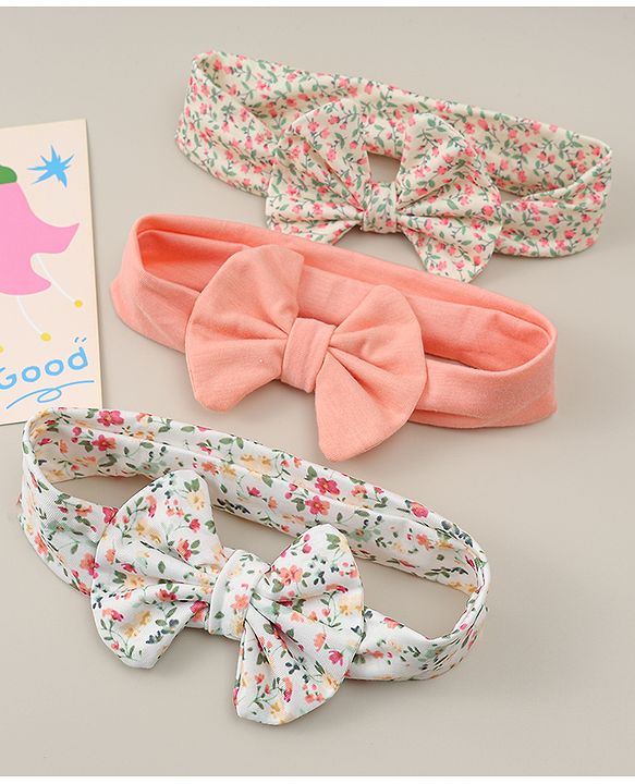 Babyhug Headbands With Bow Applique Pack of 3 - Multicolor