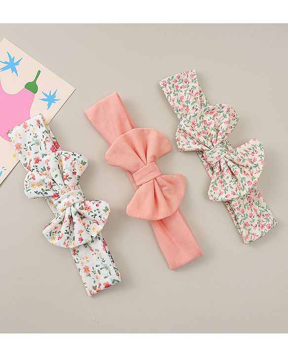 Babyhug Headbands With Bow Applique Pack of 3 - Multicolor