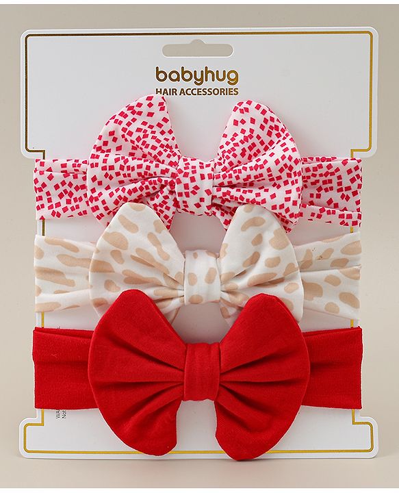 Babyhug Headbands With Bow Applique Pack of 3 - Multicolor