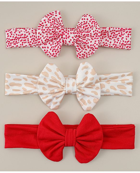Babyhug Headbands With Bow Applique Pack of 3 - Multicolor