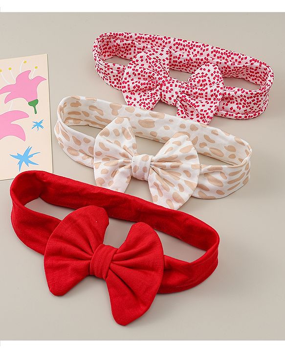 Babyhug Headbands With Bow Applique Pack of 3 - Multicolor