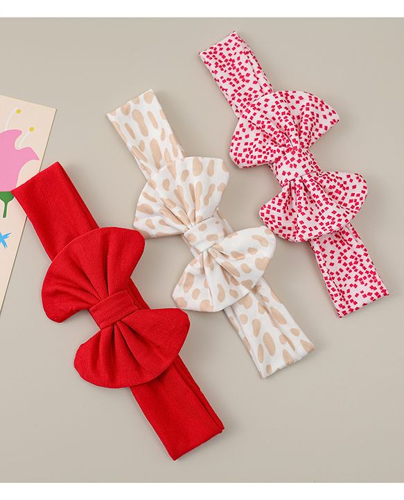 Babyhug Headbands With Bow Applique Pack of 3 - Multicolor