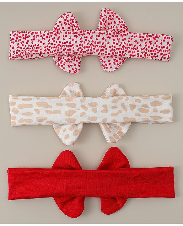 Babyhug Headbands With Bow Applique Pack of 3 - Multicolor