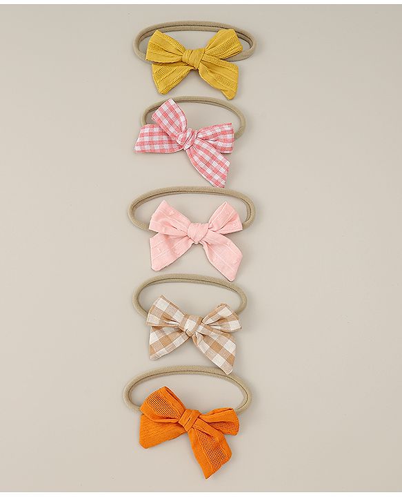 Babyhug Headband with Bow  Applique Pack of 5 - Multicolor