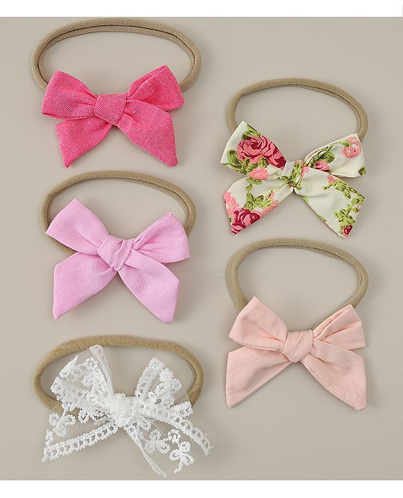 Babyhug Headband With Floral Print Pack Of 5 - Multicolour