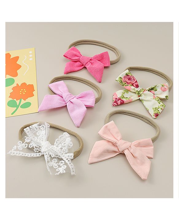 Babyhug Headband With Floral Print Pack Of 5 - Multicolour