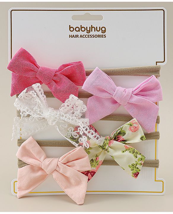 Babyhug Headband With Floral Print Pack Of 5 - Multicolour
