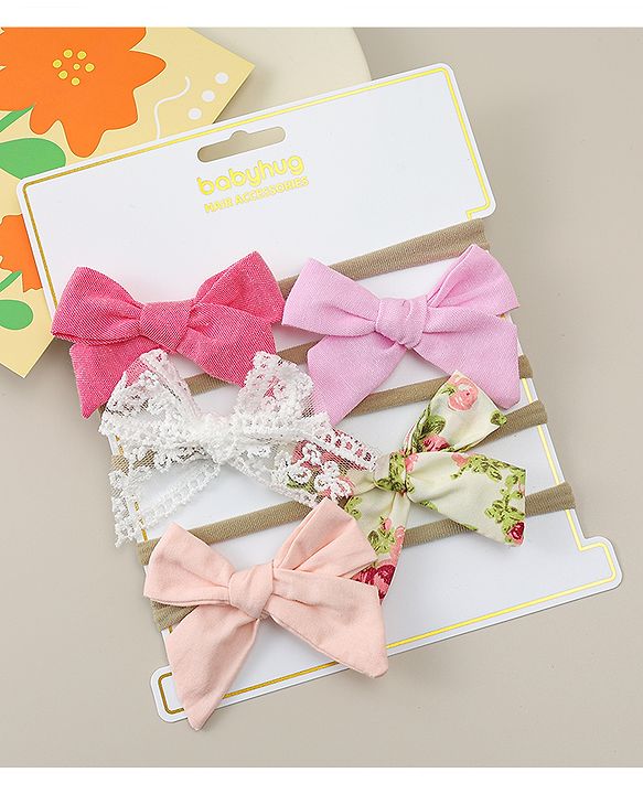 Babyhug Headband With Floral Print Pack Of 5 - Multicolour