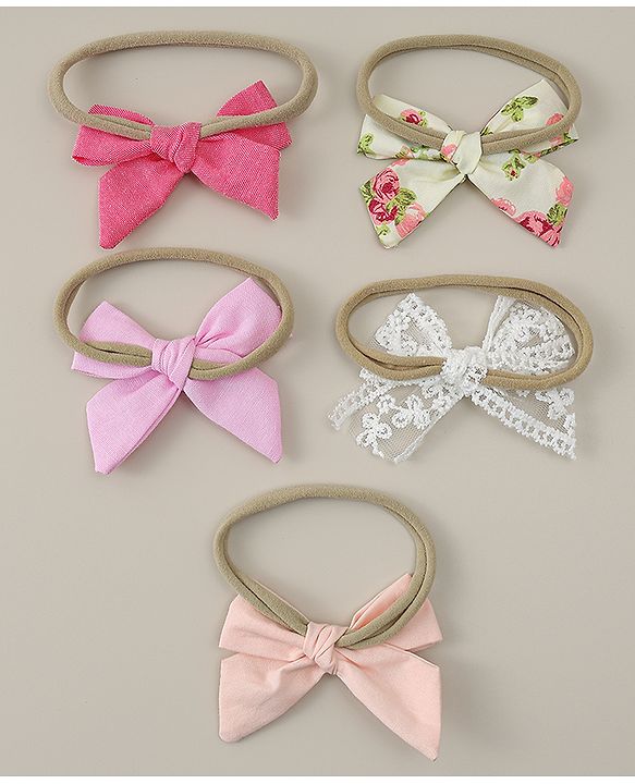 Babyhug Headband With Floral Print Pack Of 5 - Multicolour
