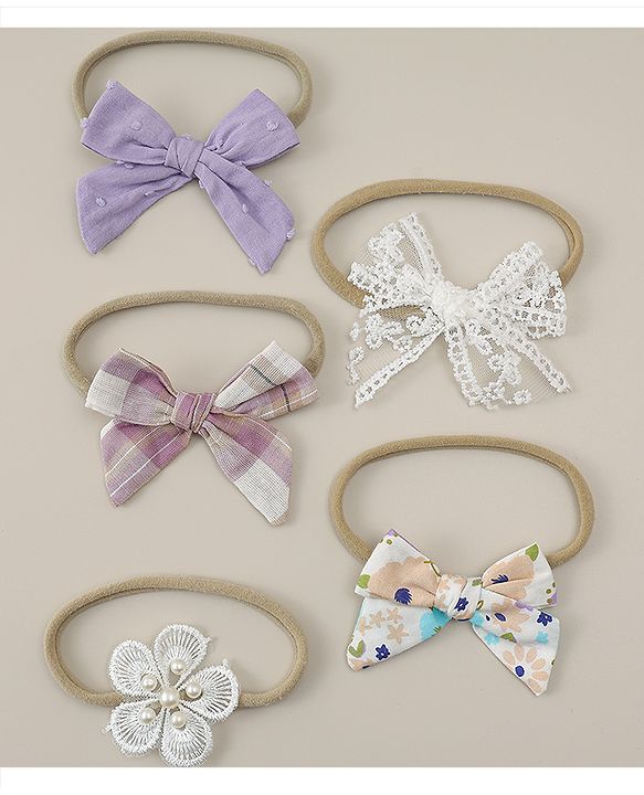 Babyhug Headbands With Floral Print Pack Of 5 - Multicolour