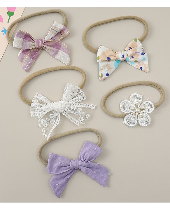 Babyhug Headbands With Floral Print Pack Of 5 - Multicolour