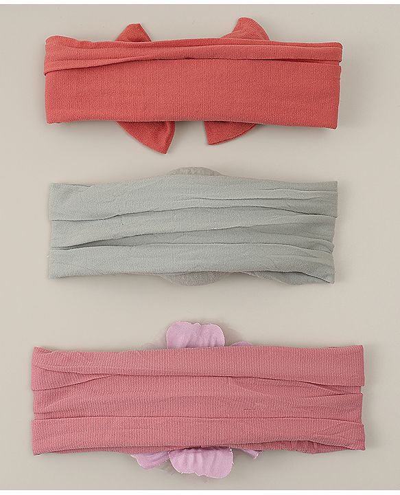 Babyhug Headbands With Bow Applique Pack Of 3 - Multicolor