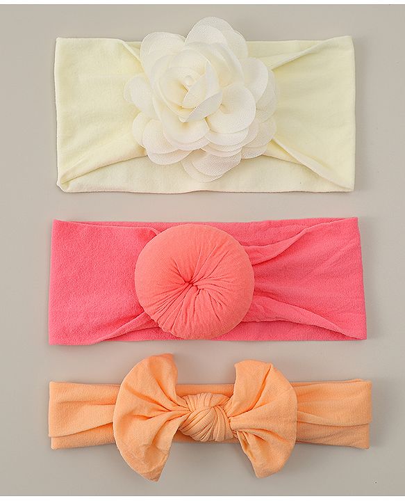Babyhug Headbands With Bow Applique Pack Of 3 - Multicolor