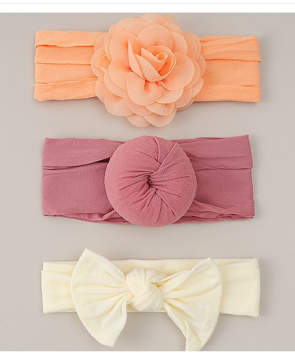 Babyhug Headbands With Bow Applique Pack Of 3 - Multicolor