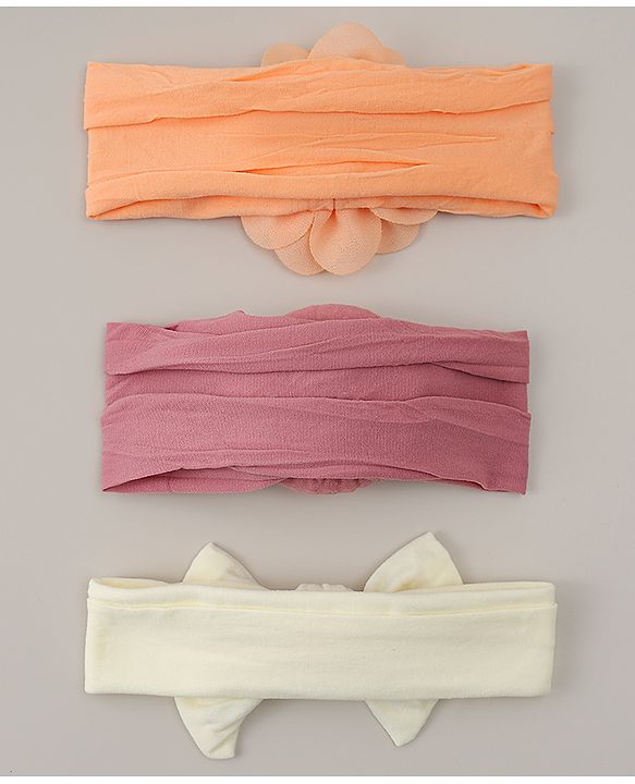 Babyhug Headbands With Bow Applique Pack Of 3 - Multicolor
