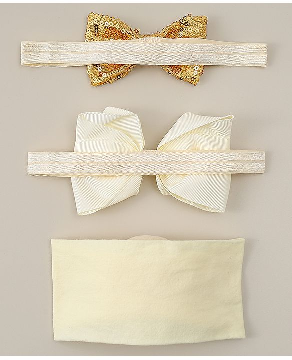 Babyhug Headbands With Bow Applique Pack of 3 - Beige