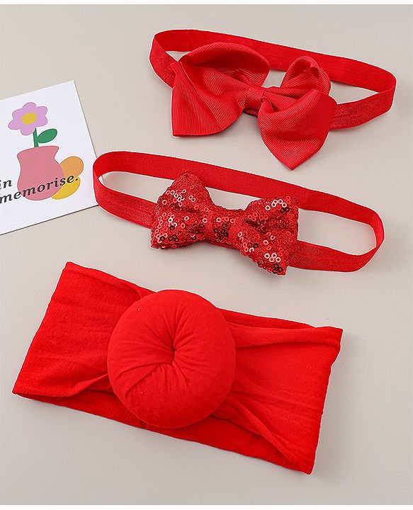 Babyhug Headbands With Bow Applique Pack of 3 - Beige