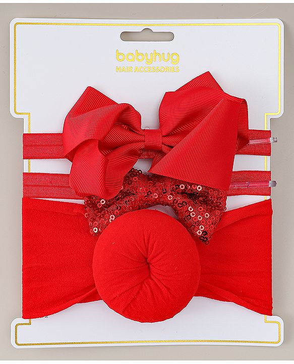 Babyhug Headbands With Bow Applique Pack of 3 - Beige