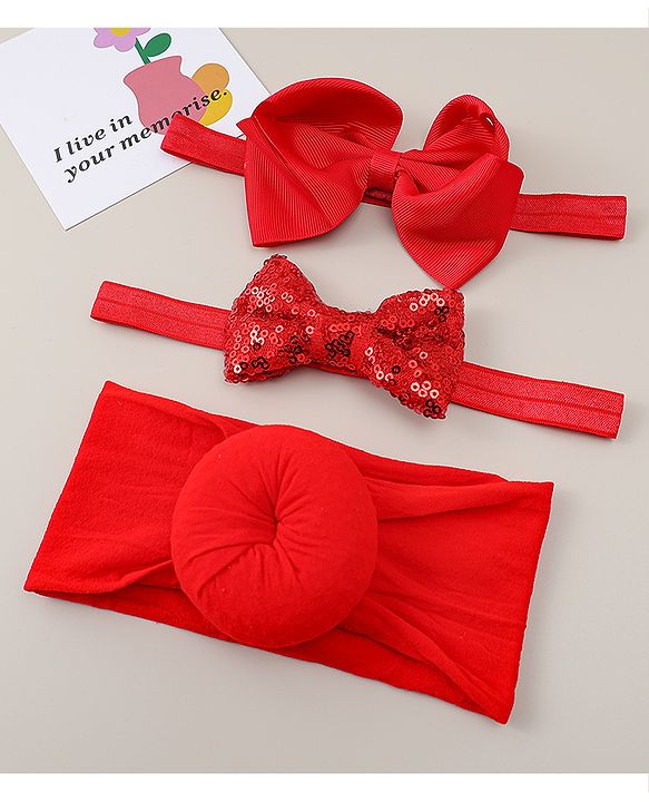 Babyhug Headbands With Bow Applique Pack of 3 - Beige