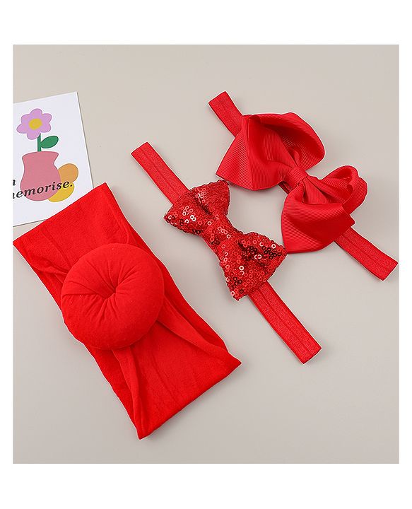 Babyhug Headbands With Bow Applique Pack of 3 - Beige