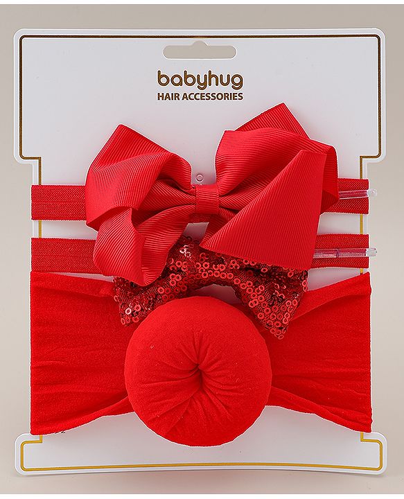 Babyhug Headbands With Bow Applique Pack of 3 - Beige