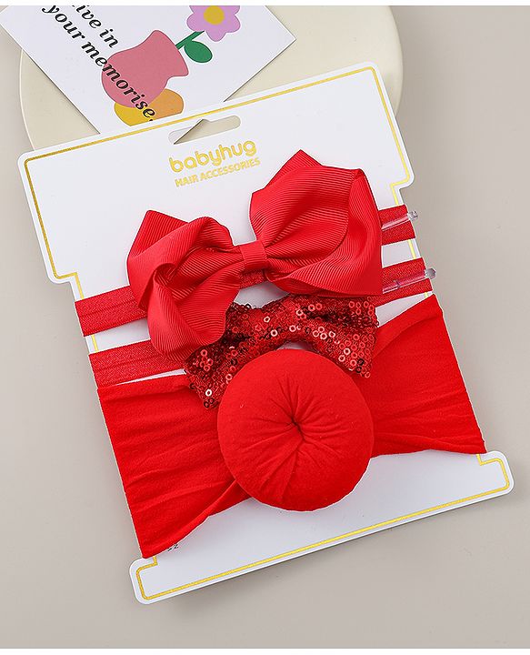 Babyhug Headbands With Bow Applique Pack of 3 - Beige