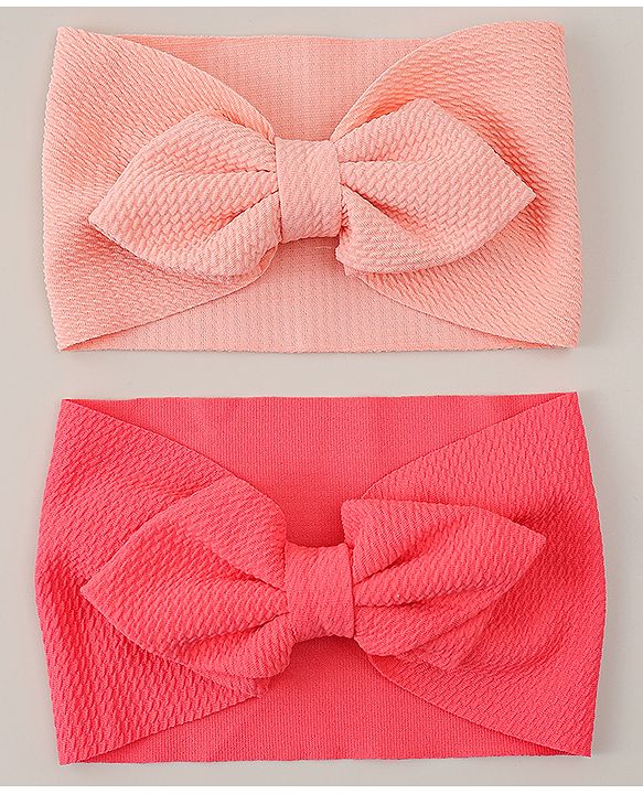 Babyhug Headband with Bow Applique Pack of 2 -  Pink & Red
