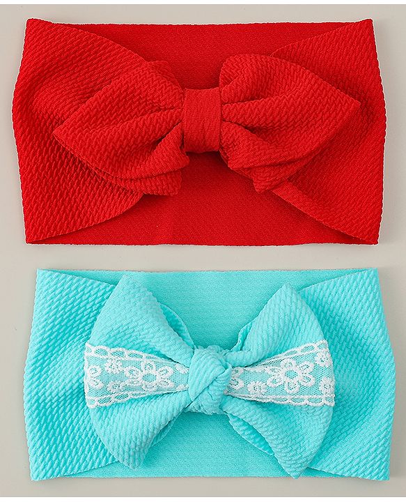 Babyhug Headbands with Bow Applique Pack of 2 - Red & Green