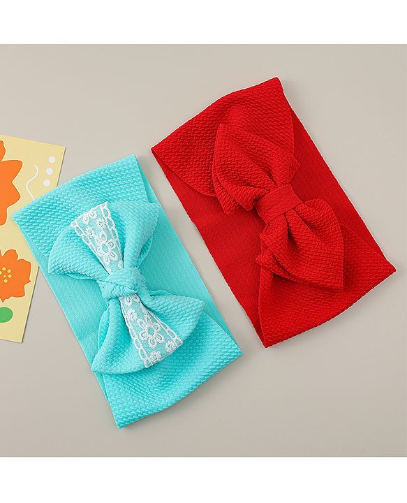 Babyhug Headbands with Bow Applique Pack of 2 - Red & Green