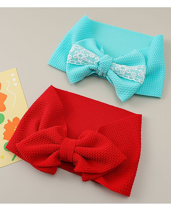 Babyhug Headbands with Bow Applique Pack of 2 - Red & Green