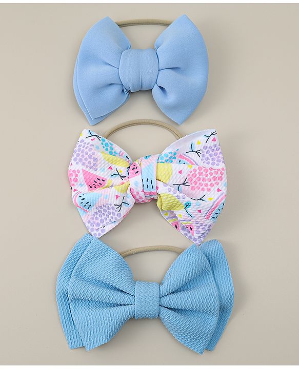 Babyhug Headband with Bow Applique Pack of 3 - Blue